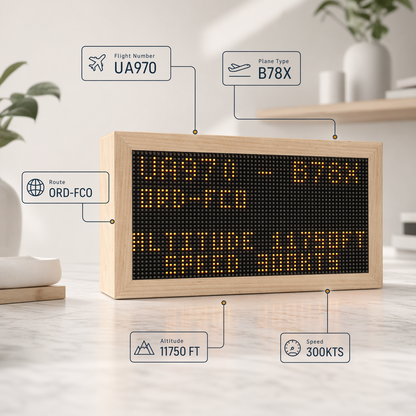 FlightTrackerLED Mach 2 overhead scanner mode for live ADS-B aircraft tracking